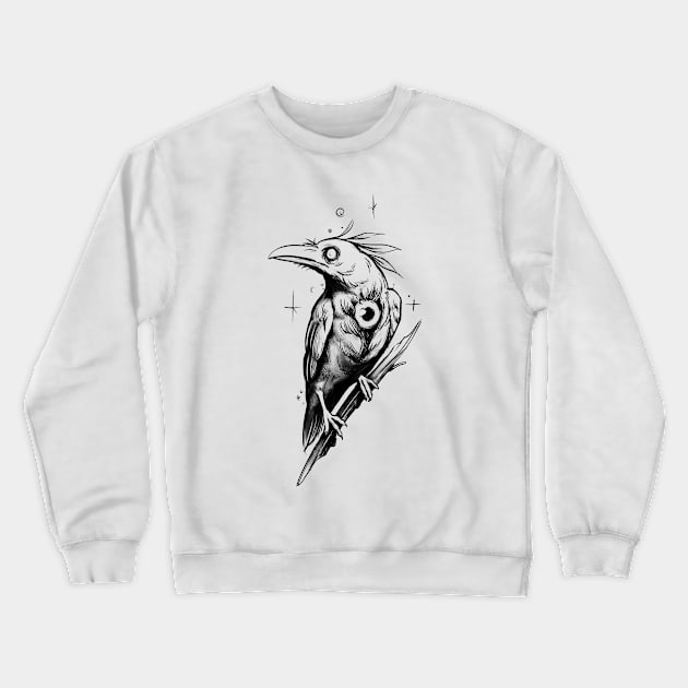 Pencil Tattoo Crow oen eyes Crewneck Sweatshirt by kimi.ink.ink